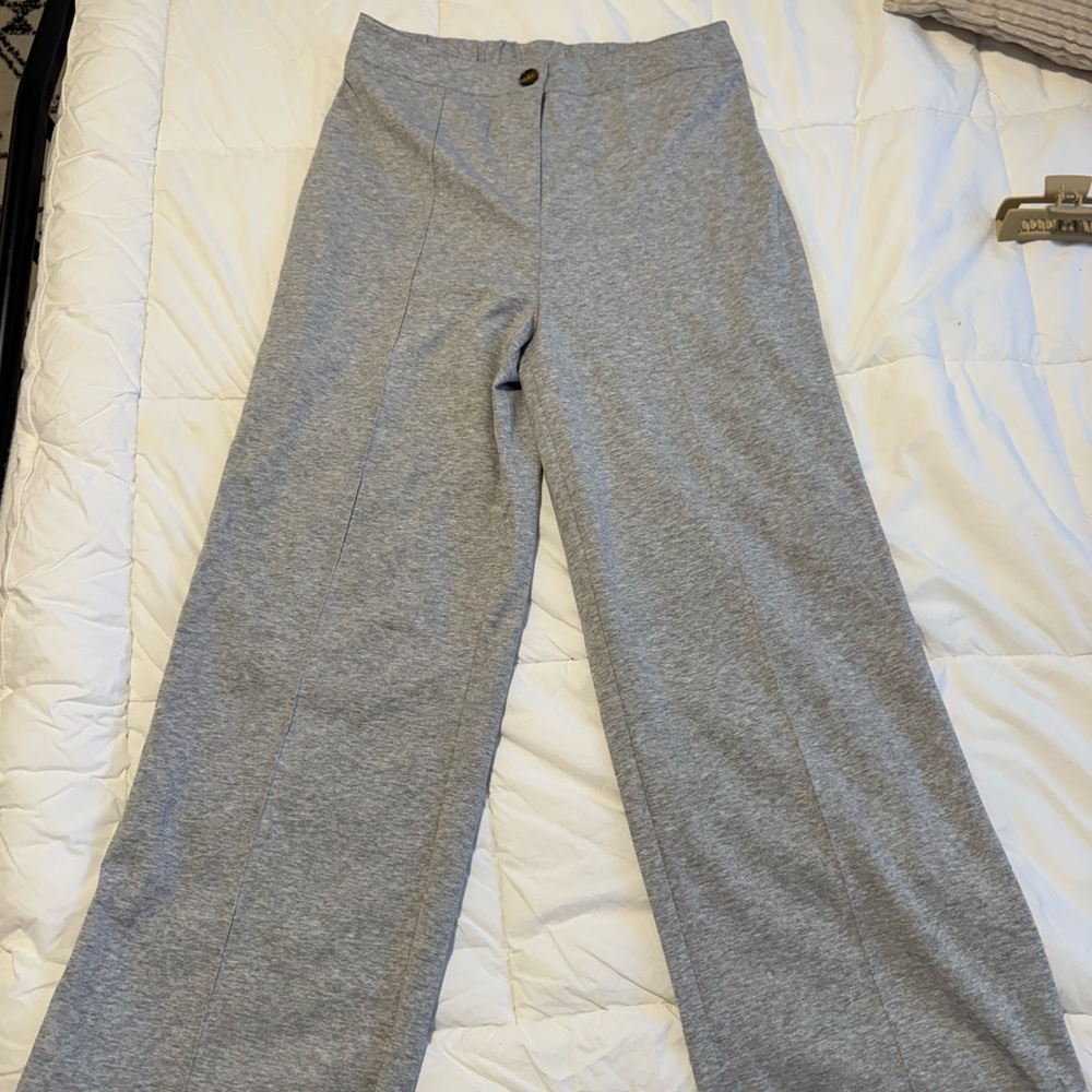 Gray Wide-Leg Trousers